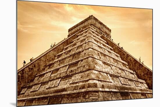 Tourists Climb the Pyramid of Kukulcan-Thom Lang-Mounted Photographic Print