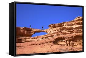 Tourists Climbing at Wadi Rum, Jordan, Middle East-Neil Farrin-Framed Stretched Canvas