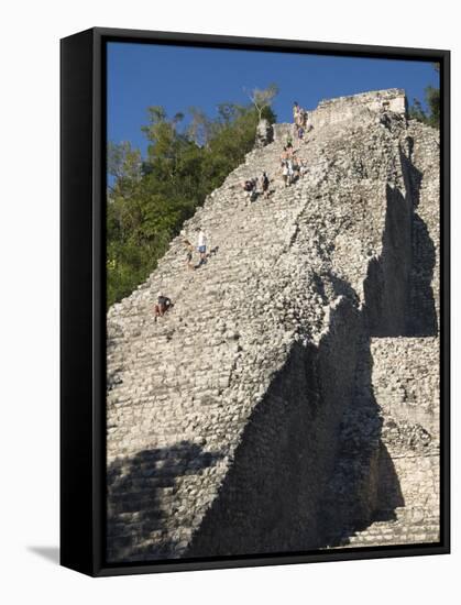 Tourists Climbing Nohoch Mul, Coba, Quintana Roo, Mexico, North America-Richard Maschmeyer-Framed Stretched Canvas
