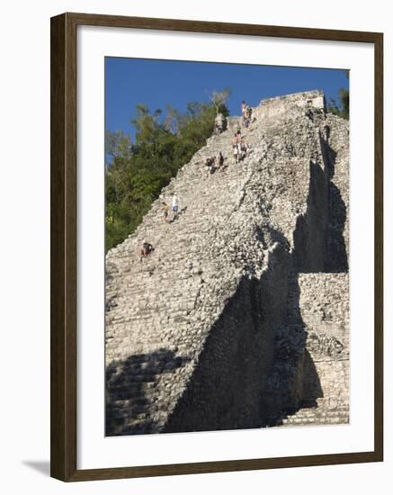 Tourists Climbing Nohoch Mul, Coba, Quintana Roo, Mexico, North America-Richard Maschmeyer-Framed Photographic Print