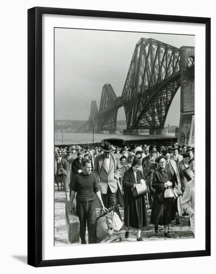 Tourists Come Ashore from Cruise Ship Caronia, South Queensferry, April 1957-null-Framed Premium Photographic Print