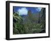 Tourists Crossing Bridge under the Maui Iao Needle, Hawaii, United States of America, North America-Tovy Adina-Framed Photographic Print