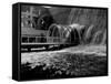 Tourists Crossing Low Bridge at Electrical Utilities Waterfall Exhibit at NY World's Fair-David Scherman-Framed Stretched Canvas