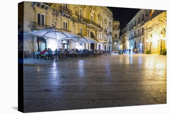 Tourists Eating at a Restaurant in Piazza Duomo at Night-Matthew Williams-Ellis-Stretched Canvas