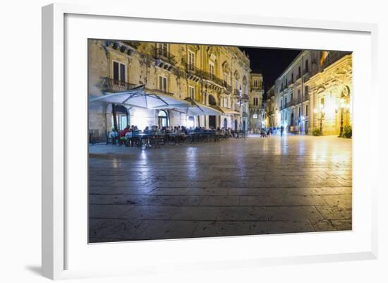 Tourists Eating at a Restaurant in Piazza Duomo at Night-Matthew Williams-Ellis-Framed Photographic Print