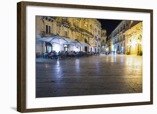 Tourists Eating at a Restaurant in Piazza Duomo at Night-Matthew Williams-Ellis-Framed Photographic Print