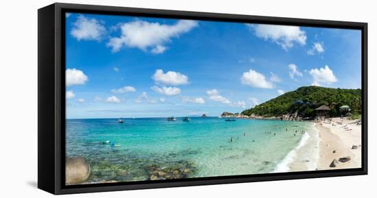 Tourists enjoy the clear waters of Koh Tao, Thailand, Southeast Asia, Asia-Logan Brown-Framed Stretched Canvas