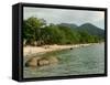 Tourists Enjoying Nipah Beach at Sunset Time, Pangkor Island, Perak State, Malaysia-Richard Nebesky-Framed Stretched Canvas