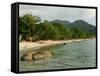 Tourists Enjoying Nipah Beach at Sunset Time, Pangkor Island, Perak State, Malaysia-Richard Nebesky-Framed Stretched Canvas