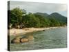 Tourists Enjoying Nipah Beach at Sunset Time, Pangkor Island, Perak State, Malaysia-Richard Nebesky-Stretched Canvas