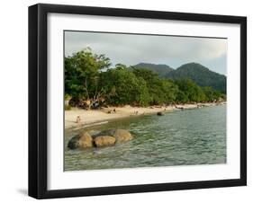 Tourists Enjoying Nipah Beach at Sunset Time, Pangkor Island, Perak State, Malaysia-Richard Nebesky-Framed Photographic Print