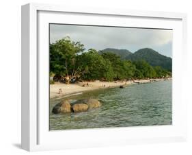 Tourists Enjoying Nipah Beach at Sunset Time, Pangkor Island, Perak State, Malaysia-Richard Nebesky-Framed Photographic Print