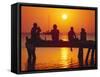 Tourists Enjoying the Sunset, Roatan, Largest of the Bay Islands, Honduras, Caribbean Sea-Robert Francis-Framed Stretched Canvas