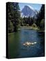 Tourists Float on a Raft in the Merced River at Yosemite National Park-Ralph Crane-Stretched Canvas