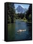 Tourists Float on a Raft in the Merced River at Yosemite National Park-Ralph Crane-Framed Stretched Canvas