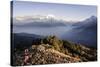 Tourists Gather on Poon Hill to Watch the Sunrise over the Annapurna Himal-Andrew Taylor-Stretched Canvas