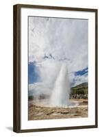 Tourists Gather to Watch Strokker Geyser (Geysir), an Erupting Spring at Haukadalur, Iceland-Michael Nolan-Framed Photographic Print