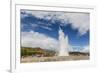 Tourists Gather to Watch Strokker Geyser (Geysir), an Erupting Spring at Haukadalur, Iceland-Michael Nolan-Framed Photographic Print