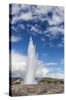 Tourists Gather to Watch Strokker Geyser (Geysir), an Erupting Spring at Haukadalur, Iceland-Michael Nolan-Stretched Canvas