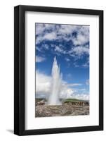 Tourists Gather to Watch Strokker Geyser (Geysir), an Erupting Spring at Haukadalur, Iceland-Michael Nolan-Framed Photographic Print