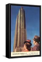 Tourists Gazing at RCA Building, New York City-null-Framed Stretched Canvas