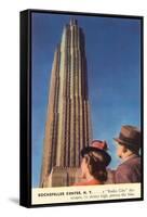 Tourists Gazing at RCA Building, New York City-null-Framed Stretched Canvas