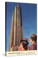 Tourists Gazing at RCA Building, New York City-null-Stretched Canvas