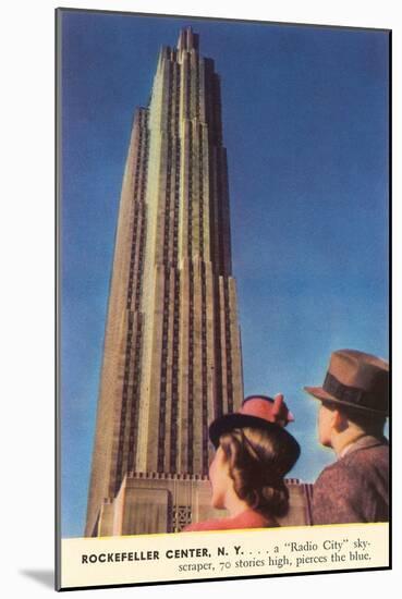 Tourists Gazing at RCA Building, New York City-null-Mounted Art Print