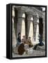 Tourists Having Lunch in the Remains of an Ancient Egyptian Temple at Medinet, 1870s-null-Framed Stretched Canvas