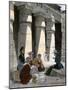 Tourists Having Lunch in the Remains of an Ancient Egyptian Temple at Medinet, 1870s-null-Mounted Giclee Print