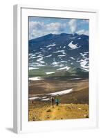 Tourists Hiking to the Smoking Gorely Volcano, Kamchatka, Russia, Eurasia-Michael Runkel-Framed Photographic Print