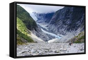 Tourists Hiking Up to the Franz-Joseph Glacier, Westland Tai Poutini National Park, Southern Alps-Michael Runkel-Framed Stretched Canvas