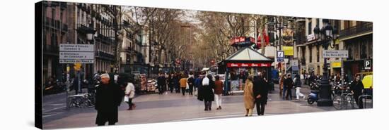 Tourists in a Street, Barcelona, Spain-null-Stretched Canvas