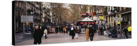 Tourists in a Street, Barcelona, Spain-null-Stretched Canvas