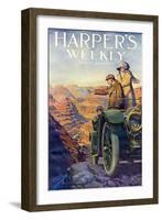 Tourists in an Automobile Visiting the Grand Canyon - Harper's Weekly Cover, Automotive Issue, 1911-null-Framed Giclee Print