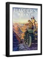 Tourists in an Automobile Visiting the Grand Canyon - Harper's Weekly Cover, Automotive Issue, 1911-null-Framed Giclee Print