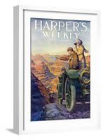 Tourists in an Automobile Visiting the Grand Canyon - Harper's Weekly Cover, Automotive Issue, 1911-null-Framed Giclee Print