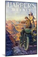 Tourists in an Automobile Visiting the Grand Canyon - Harper's Weekly Cover, Automotive Issue, 1911-null-Mounted Giclee Print