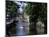 Tourists in Boat on Canal, Bruges, Belgium-Peter Scholey-Mounted Photographic Print