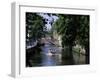 Tourists in Boat on Canal, Bruges, Belgium-Peter Scholey-Framed Photographic Print