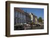 Tourists in boats travel on the Den Dijver canal in summer, Bruges, West Flanders, Belgium, Europe-Peter Barritt-Framed Photographic Print