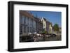 Tourists in boats travel on the Den Dijver canal in summer, Bruges, West Flanders, Belgium, Europe-Peter Barritt-Framed Photographic Print