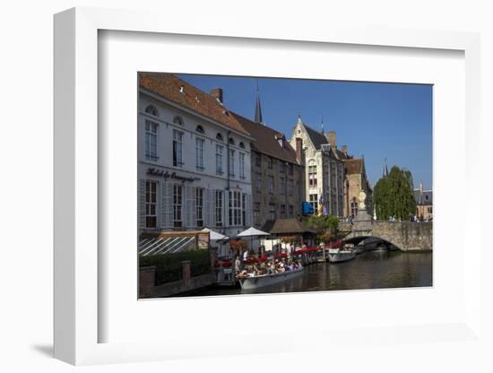 Tourists in boats travel on the Den Dijver canal in summer, Bruges, West Flanders, Belgium, Europe-Peter Barritt-Framed Photographic Print