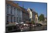 Tourists in boats travel on the Den Dijver canal in summer, Bruges, West Flanders, Belgium, Europe-Peter Barritt-Mounted Photographic Print