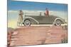 Tourists in Convertible Car on Mesa-null-Mounted Art Print