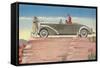 Tourists in Convertible Car on Mesa-null-Framed Stretched Canvas