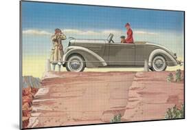 Tourists in Convertible Car on Mesa-null-Mounted Premium Giclee Print