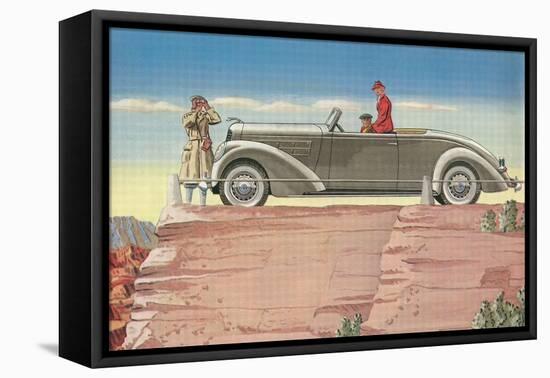 Tourists in Convertible Car on Mesa-null-Framed Stretched Canvas