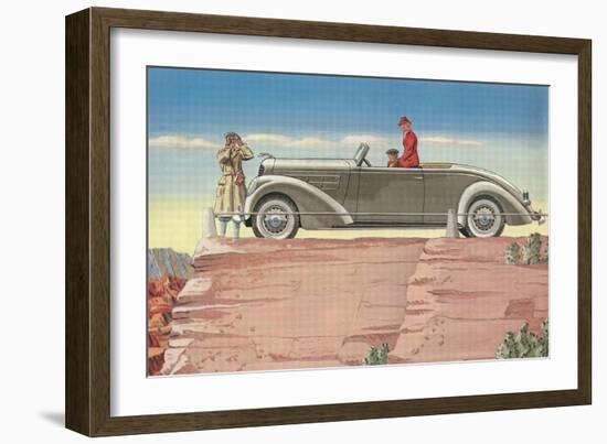 Tourists in Convertible Car on Mesa-null-Framed Art Print