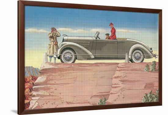 Tourists in Convertible Car on Mesa-null-Framed Art Print